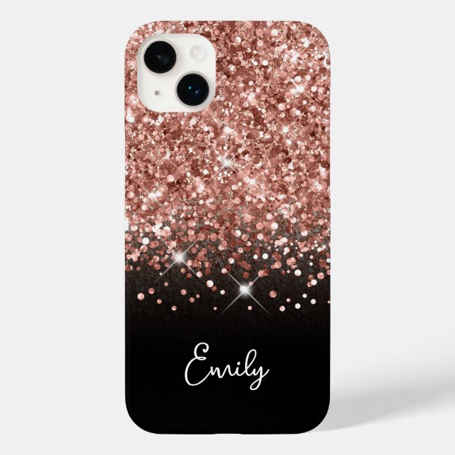 Black and Rose Gold Glitzer Glam Case-Mate iPhone 14 Plus Hülle (Rückseite)