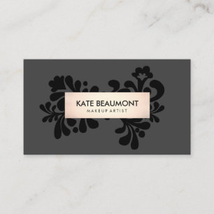 Black and Rose Gold Makeup Artist and Hair Salon Visitenkarte