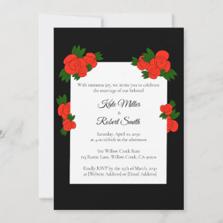 Black and Rose Wedding Invitations with RSVP Einladung