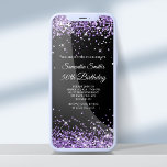 Black and Royal Purple Glitter 50th Birthday Einladung<br><div class="desc">A glamorous 50th birthday invitation for her for print or digital download. Faux royal purple glitter with sparkles against a solid color black background. Customize the calligraphy and font styles, color and size as needed to create your own invite for her glamorous milestone celebration. All the sparkly and glitter elements...</div>