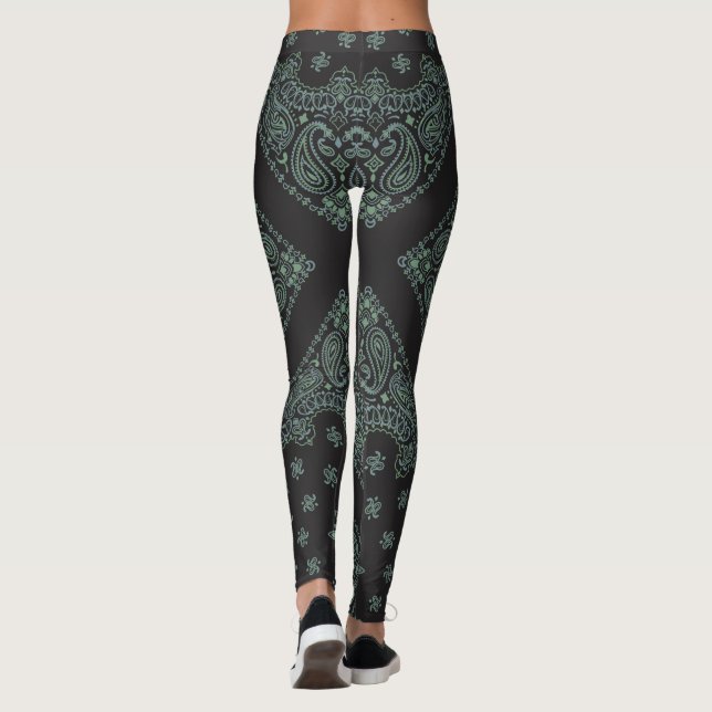 Black and Sage Bandana Boho Leggings (Rückseite)