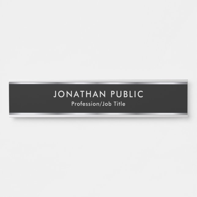 Black And Silver Custom Professional Glam Elegant Türschild (Vorderseite )
