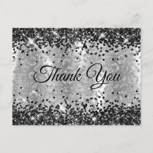 Black and Silver Glitzer Leopard Foil Vielen Dank Postkarte