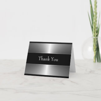 Black and Silver Thank You Cards Dankeskarte