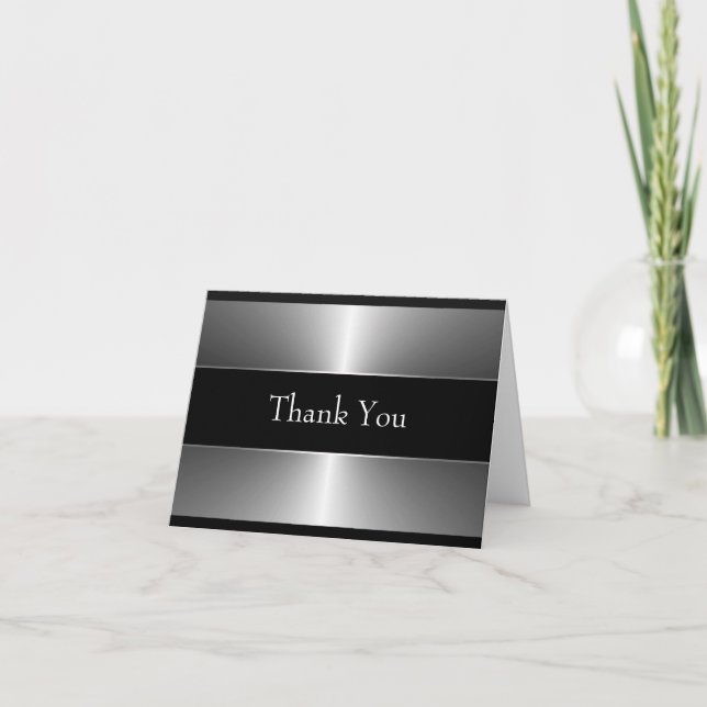 Black and Silver Thank You Cards Dankeskarte (Vorderseite)