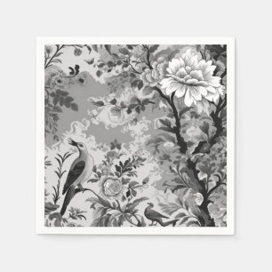 Black and Silver Toile de Fleur Serviette