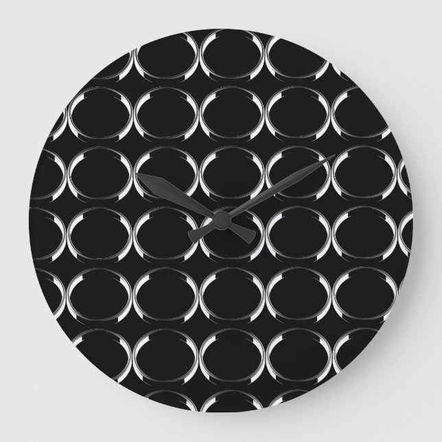 Black and Silver X and O throw pillow Große Wanduhr (Vorderseite)