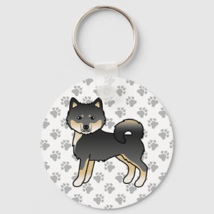 Black and Tan Alaskan Malamute Cartoon Dog & Paws Schlüsselanhänger