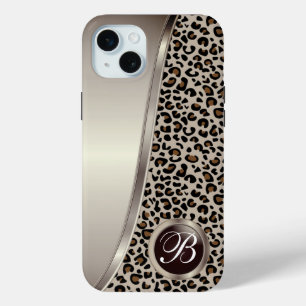 Black and Tan Brown Leopard Print   Monogramm Case-Mate iPhone Hülle