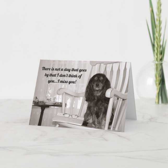 Black and Tan Cavalier King Charles Miss You Karte (Vorderseite)