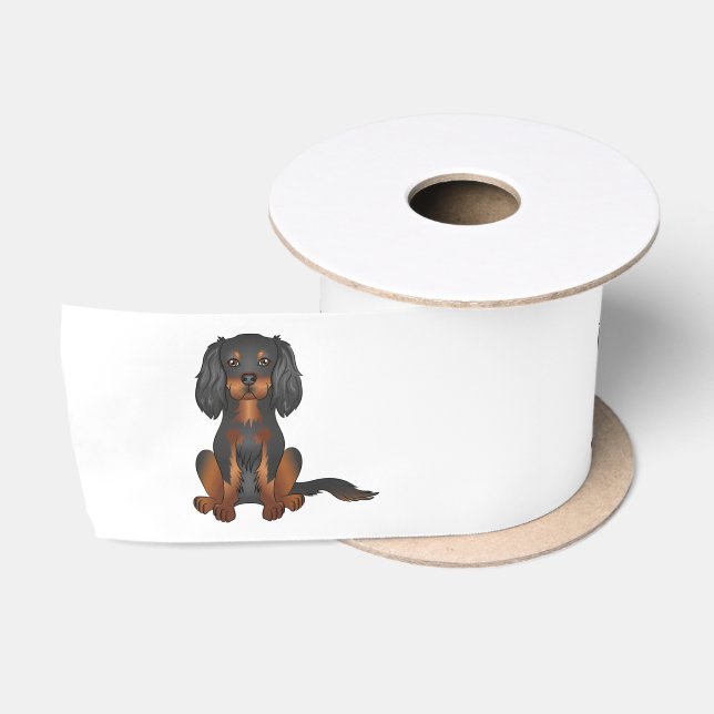 Black and Tan Cavalier King Charles Spaniel Dog Satinband (Spule)