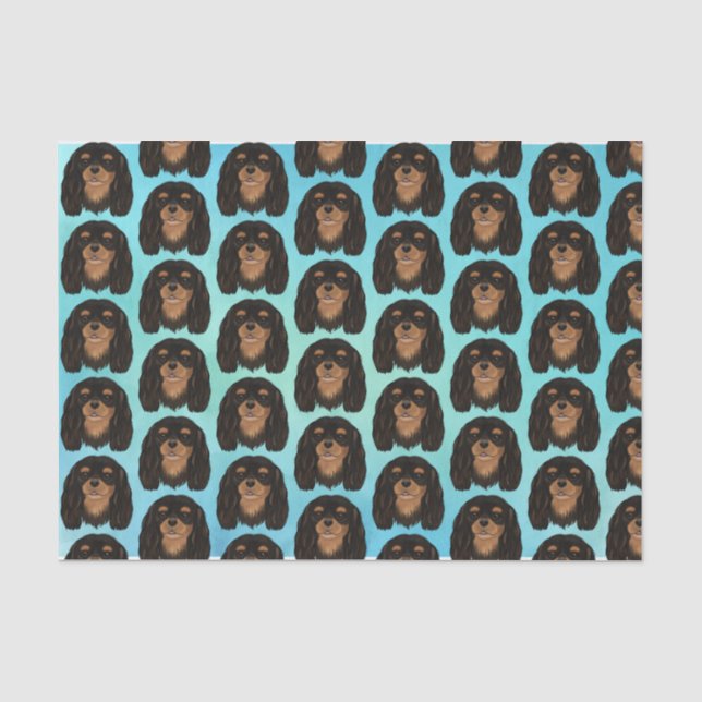 Black and Tan Cavalier King Charles Spaniel Gesche Seidenpapier (Vorderseite)