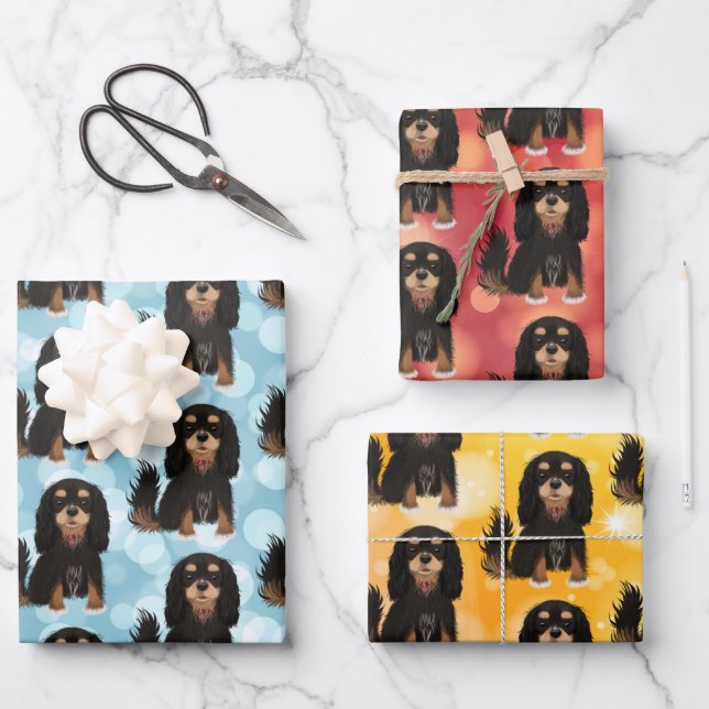 Black and Tan Cavalier King Charles Spaniel   Geschenkpapier Set (Vorderseite)