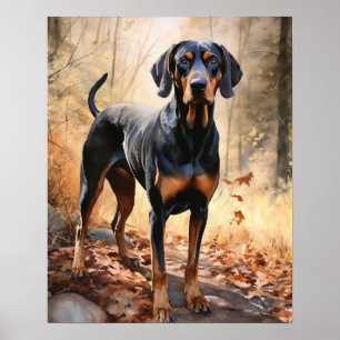 Black and Tan Coonhound Hund Art Print Poster