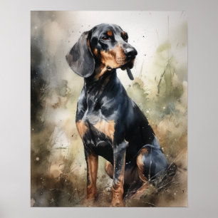 Black and Tan Coonhound Hund Art Print Poster