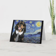 Black and Tan Coonhound in Starry Night, Parody,