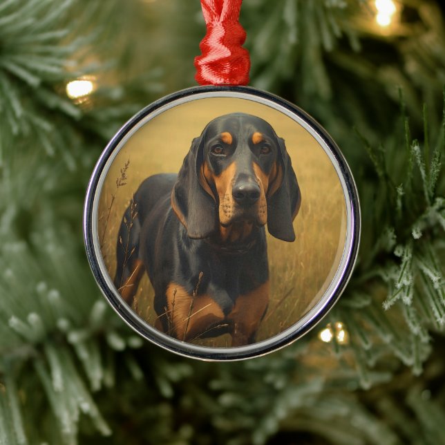Black and Tan Coonhound Ornament Aus Metall (Baum)