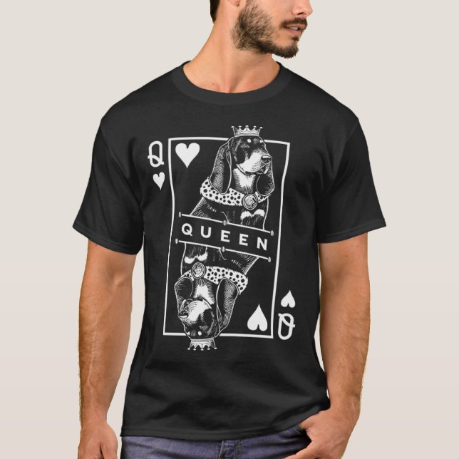 Black and Tan Coonhound Queen Of Hearts Dog  Pop T-Shirt (Vorderseite)