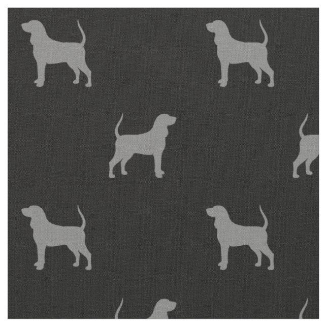 Black and Tan Coonhound Silhouetten Gemustert Stoff (Nahaufnahme)