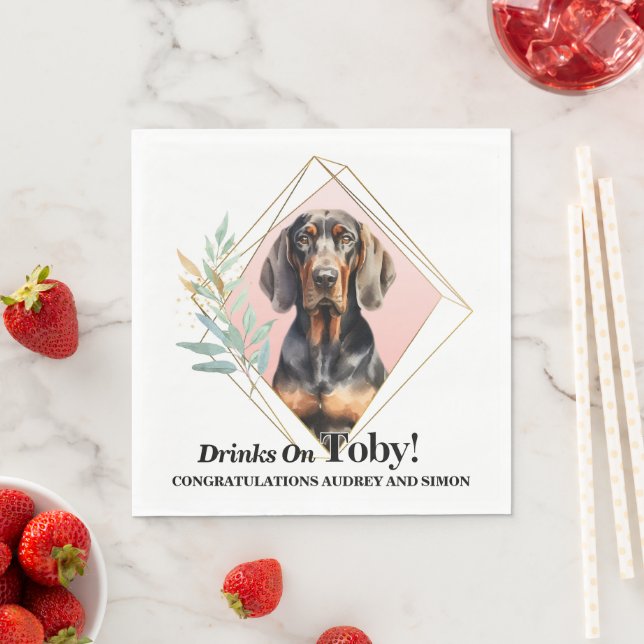 Black and Tan Coonhound Wedding Napkins mit Hunden Serviette (Beispiel)