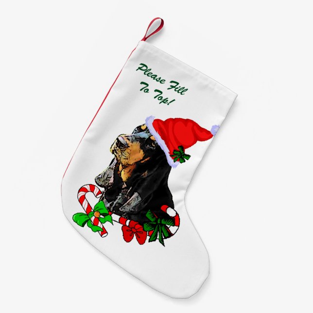 Black and Tan Coonhound Weihnachten Kleiner Weihnachtsstrumpf (Vorderansicht (hängend))