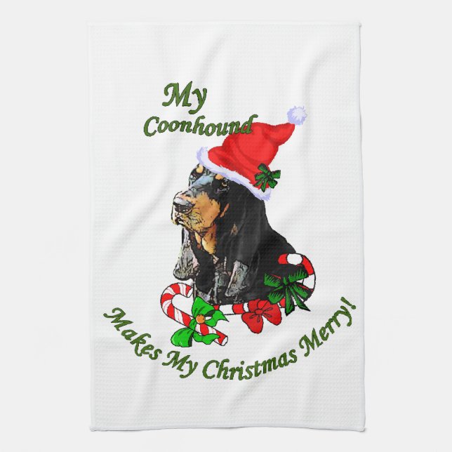 Black and Tan Coonhound Weihnachten Küchentuch (Vertikal)