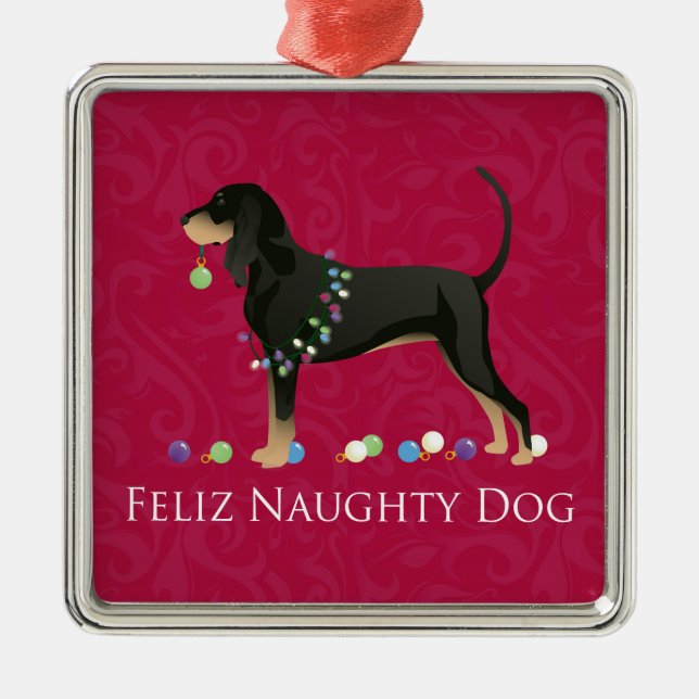 Black and Tan Coonhound Weihnachten Ornament Aus Metall (Vorne)