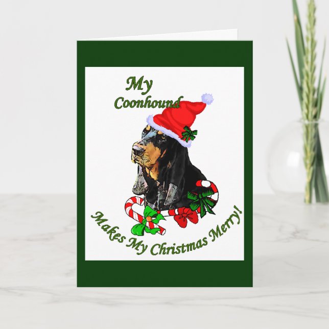 Black and Tan Coonhound Weihnachtsgeschenke Feiertagskarte (Vorderseite)