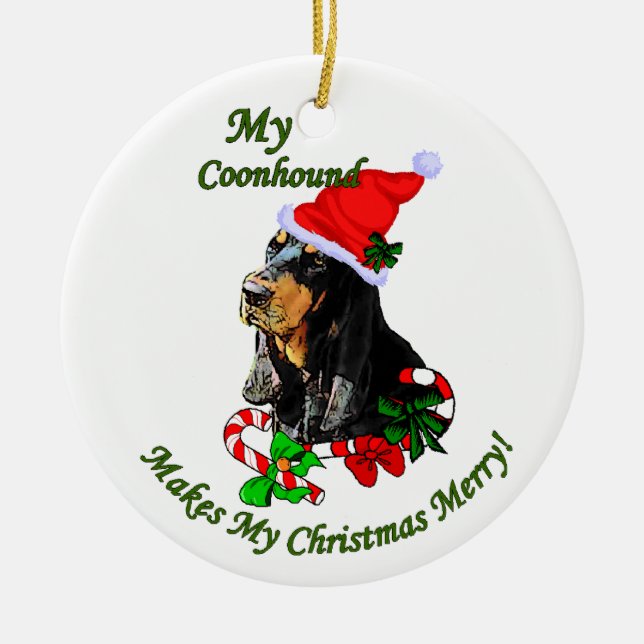 Black and Tan Coonhound Weihnachtsgeschenke Orname Keramikornament (Vorne)