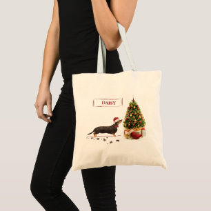 Black and Tan Dachshund Funny Christmas Dog Tragetasche