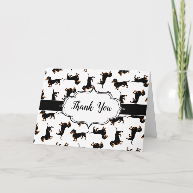 Black and Tan Dachshund Motif Merci Notes (Devant)