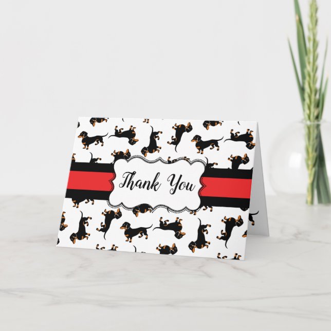 Black and Tan Dachshund Motif Merci Notes (Devant)