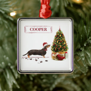 Black and Tan Dackel Funny Christmas Dog Ornament Aus Metall
