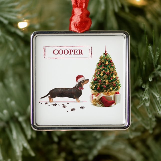 Black and Tan Dackel Funny Christmas Dog Ornament Aus Metall (Baum)