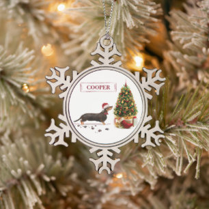 Black and Tan Dackel Funny Christmas Dog Schneeflocken Zinn-Ornament