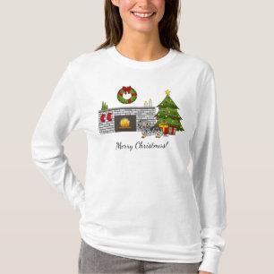 Black and Tan Dapple Long Hair Dackel Weihnachten T-Shirt