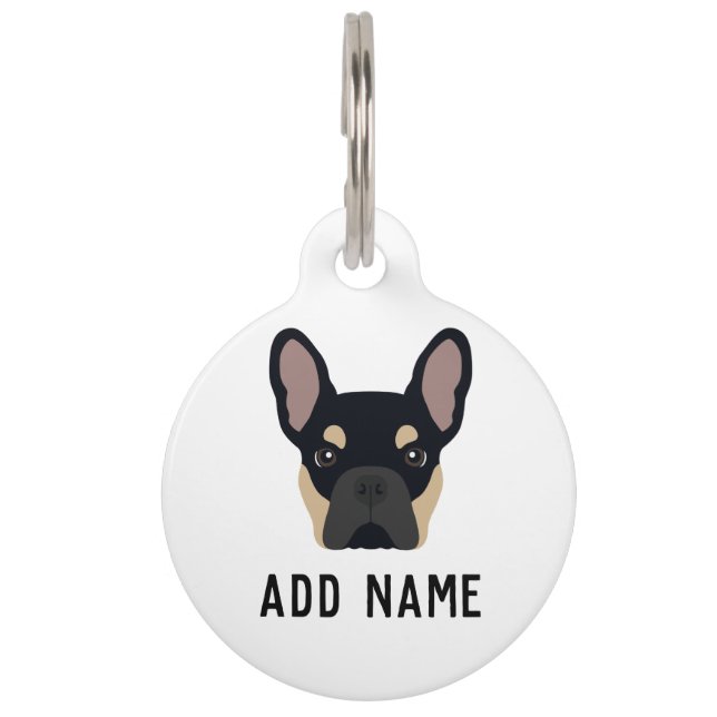 Black and Tan French Bulldog Haustiermarke (Vorderseite)