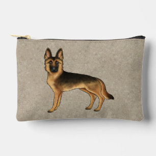 Black and Tan German Shepherd Cartoon Dog Brown Zubehörtasche