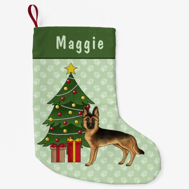 Black and Tan German Shepherd Dog Weihnachtsbaum Kleiner Weihnachtsstrumpf (Vorderseite)