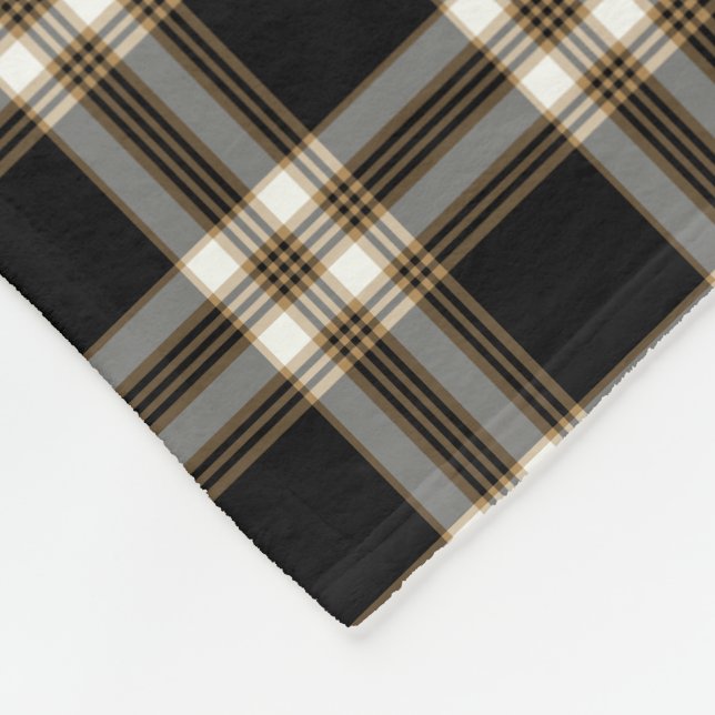 Black and Tan Irish MacGuinness Tartan Fleecedecke (Ecke)