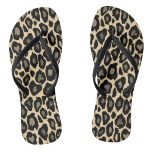 Black and Tan Leopard Print Flip Flops