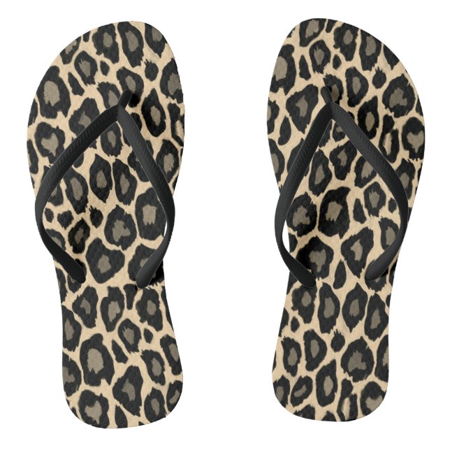Black and Tan Leopard Print Flip Flops (Fußbett)