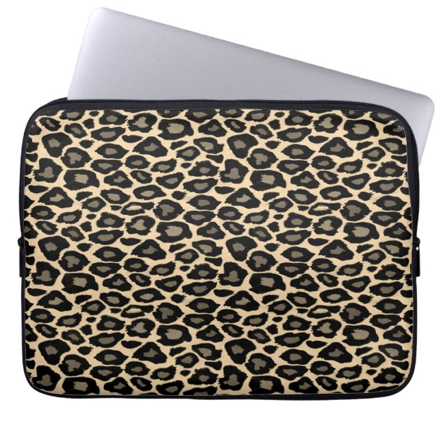 Black and Tan Leopard Print Laptopschutzhülle (Vorderseite)