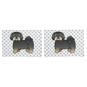 Black and Tan Lhasa Apso Niedlicher Cartoon Dog Kissenbezug