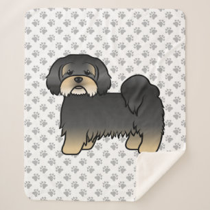 Black and Tan Lhasa Apso Niedlicher Cartoon Dog Sherpadecke