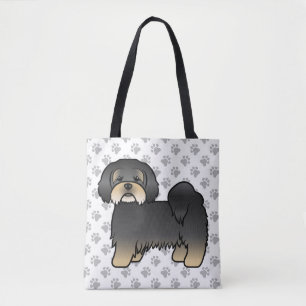 Black and Tan Lhasa Apso Niedlicher Cartoon Dog & Tasche