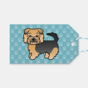 Black and Tan Norfolk Terrier Cartoon Hund auf bla Geschenkanhänger