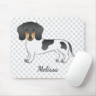 Black and Tan Piebald Kurz Hair Dackel & Name Mousepad