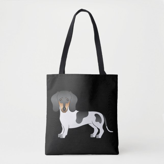Black and Tan Piebald Kurz Hair Dackel - Schwarz Tasche (Vorderseite)