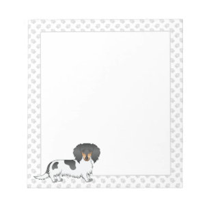 Black and Tan Piebald Long Hair Dackel & Paws Notizblock